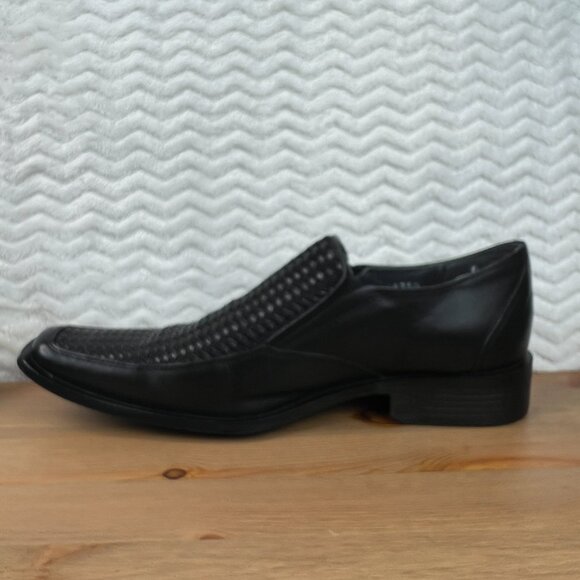 Woven Leather Mens Loafers Shoes Square Toe Retro Slip On Lamasini Sz 9 US EU 43 - Picture 15 of 16